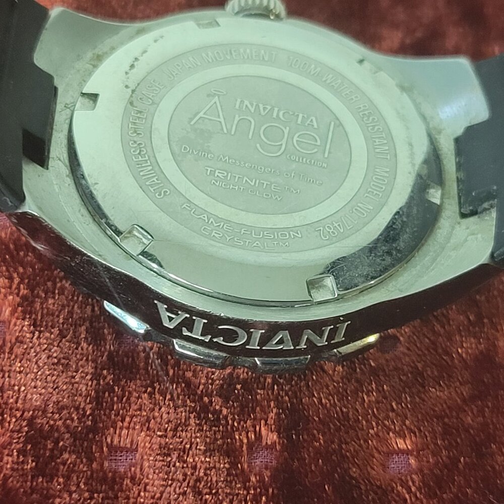INVICTA Watch Black Rubberized Band Silver Bezel - Picture 6 of 7